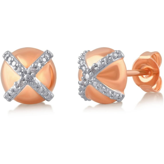 Diamond Accent 14kt Rose Tone "X" Stud Earrings