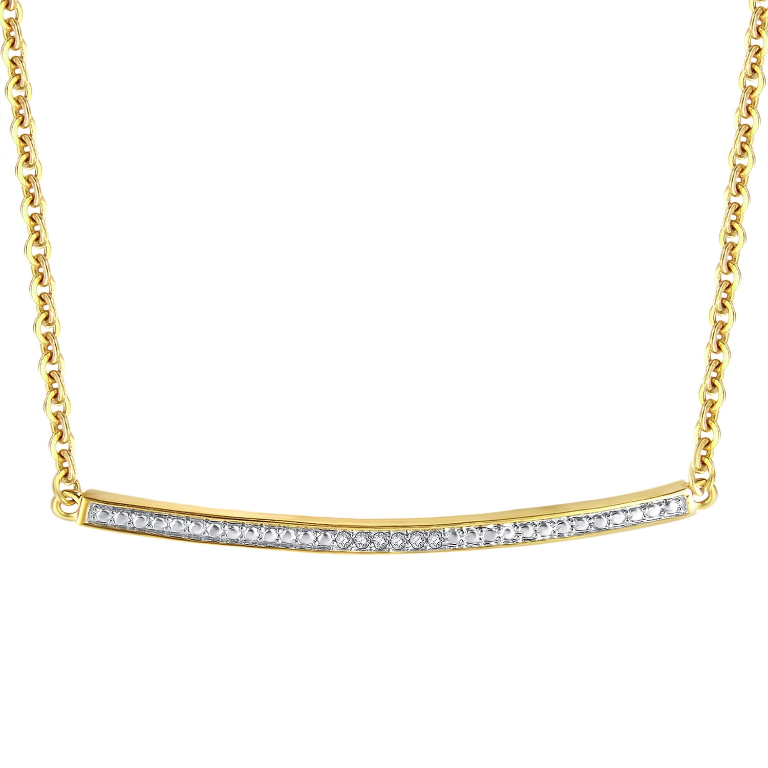 Diamond Accent 14kt Yellow Gold Tone Single Bar Necklace. 18"