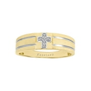 Diamond-Accent 18KT Yellow Gold over Sterling Silver "Reverant" Men's Cross Fashion Ring by Keepsake