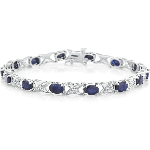 Diamond Accent And Blue Sapphire Sterlin