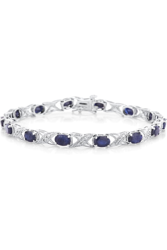 Diamond Accent And Blue Sapphire Sterlin