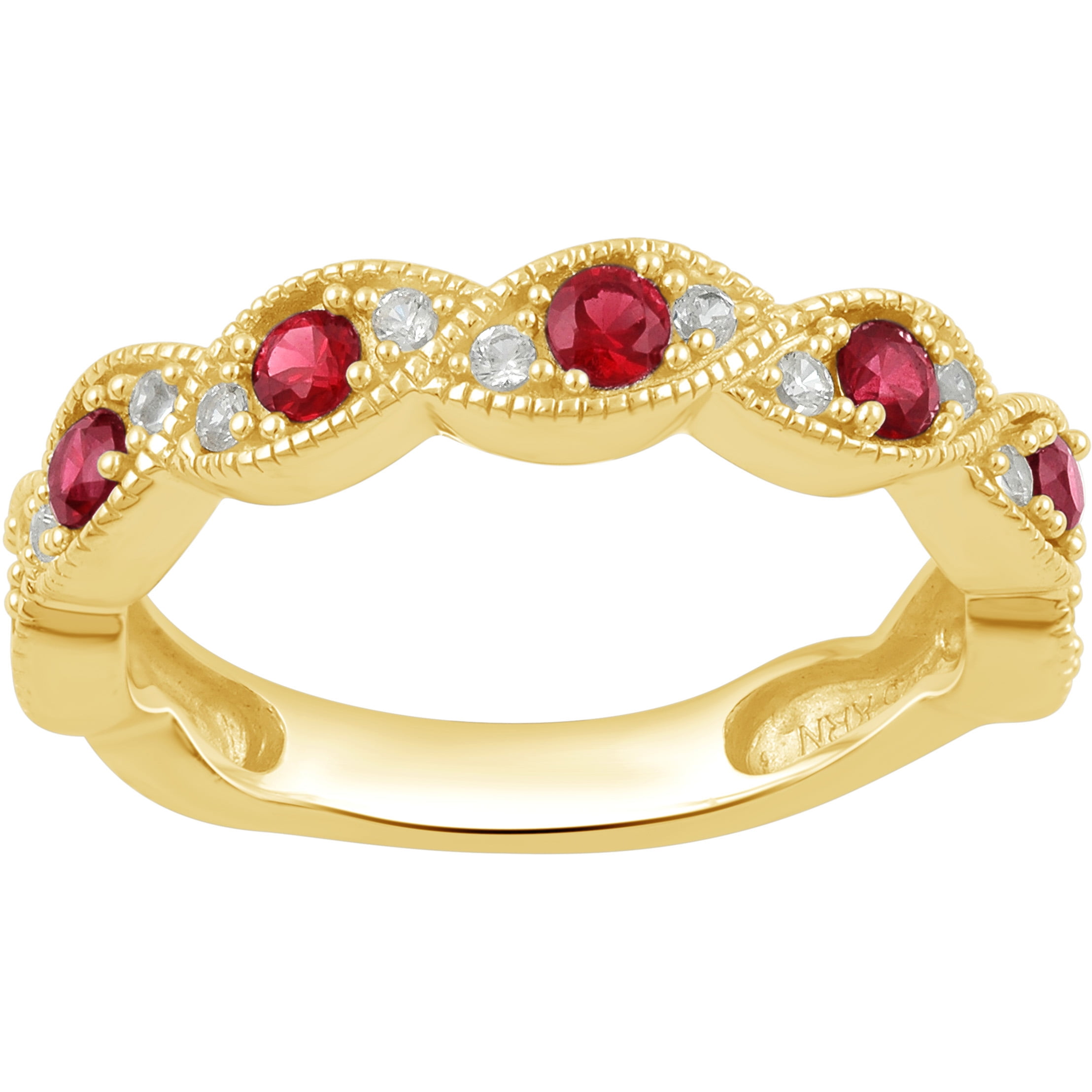 Diamond Accent And Created Ruby Gold Ton