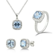 ARISTA Diamond Accent, Created Blue Topaz & White Sapphire Sterling Silver 3 Piece Jewelry Set