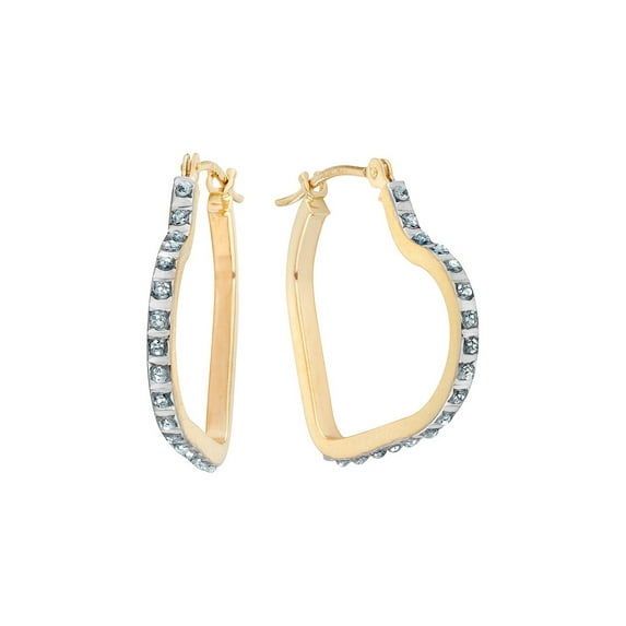 Diamond Accent Heart Hoop Earrings in 14K Yellow Gold (3/4 Inch)