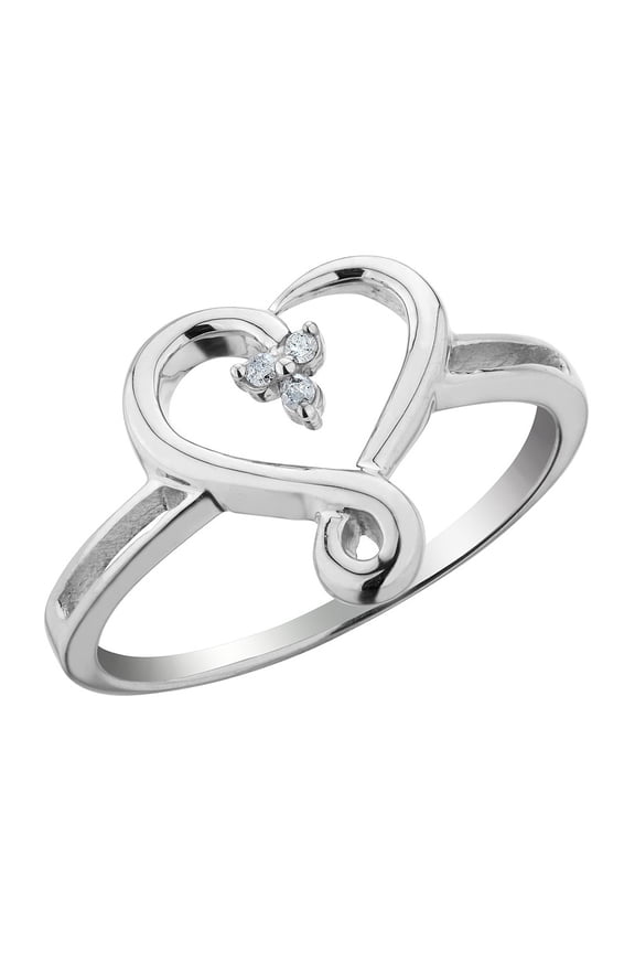Diamond Accent Heart Ring in Sterling Silver