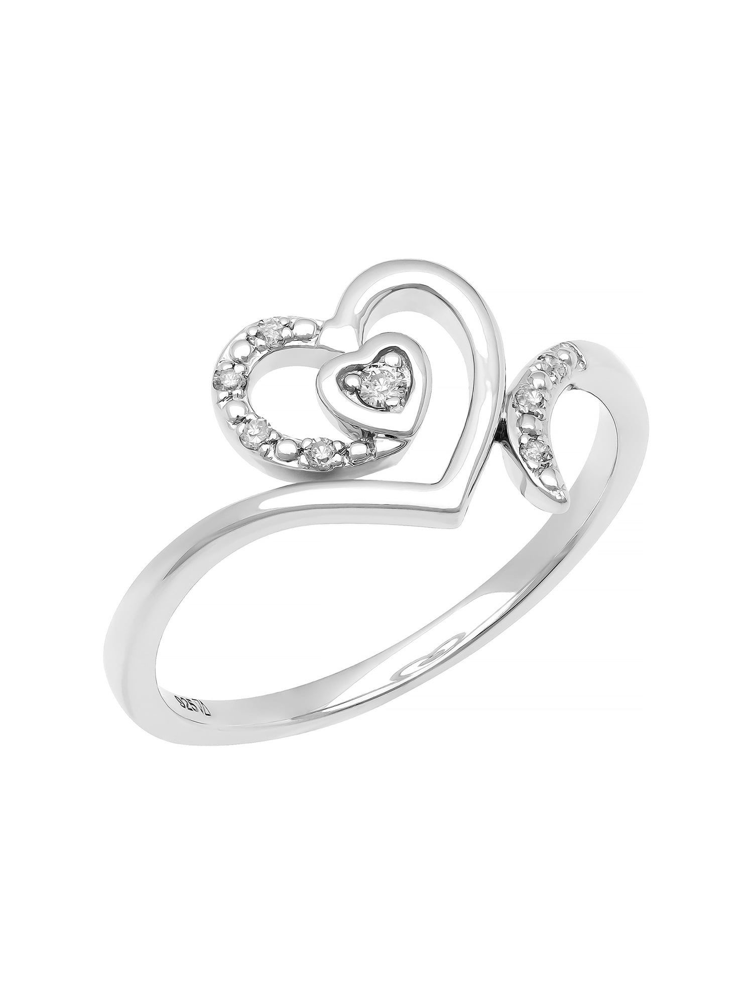 Diamond-Accent Heart Sterling Silver Women's Promise Ring