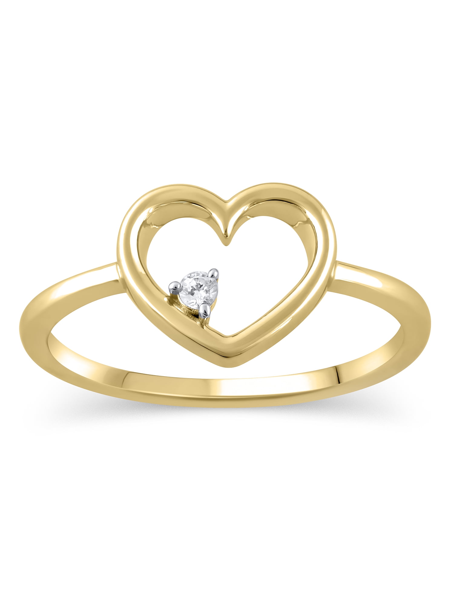 Diamond Accent (I3 clarity, I-J color) Diamond Heart Fashion Ring in 10K Yellow Gold, Size 6