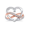 thumbnail image 1 of Diamond Accent (I3 clarity, I-J color) Heart Fashion Ring in 14k Pink Gold Plated Sterling Silver, Size 7, 1 of 1