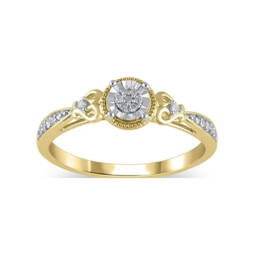 Diamond Accent (I3 clarity, I-J color) Hold My Hand Diamond Promise Ring in 10kt Yellow Gold, Size 7
