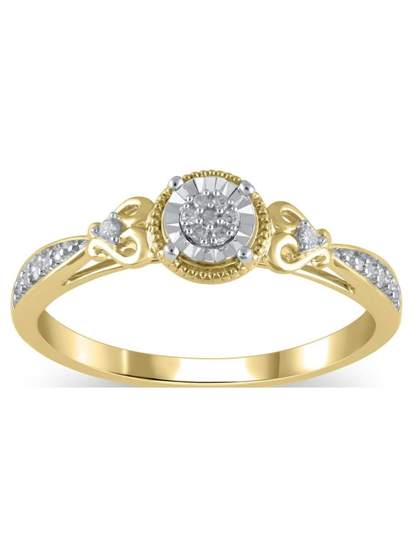 Diamond Accent (I3 clarity, I-J color) Hold My Hand Diamond Promise Ring in 10kt Yellow Gold, Size 7