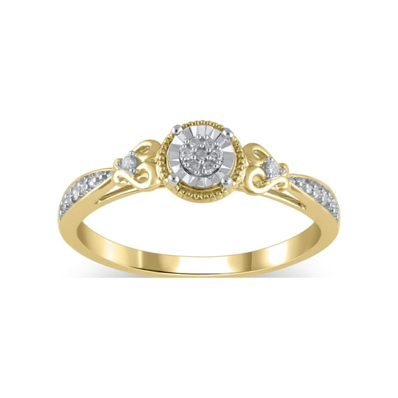 Diamond Accent (I3 clarity, I-J color) Hold My Hand Diamond Promise Ring in 10kt Yellow Gold, Size 8