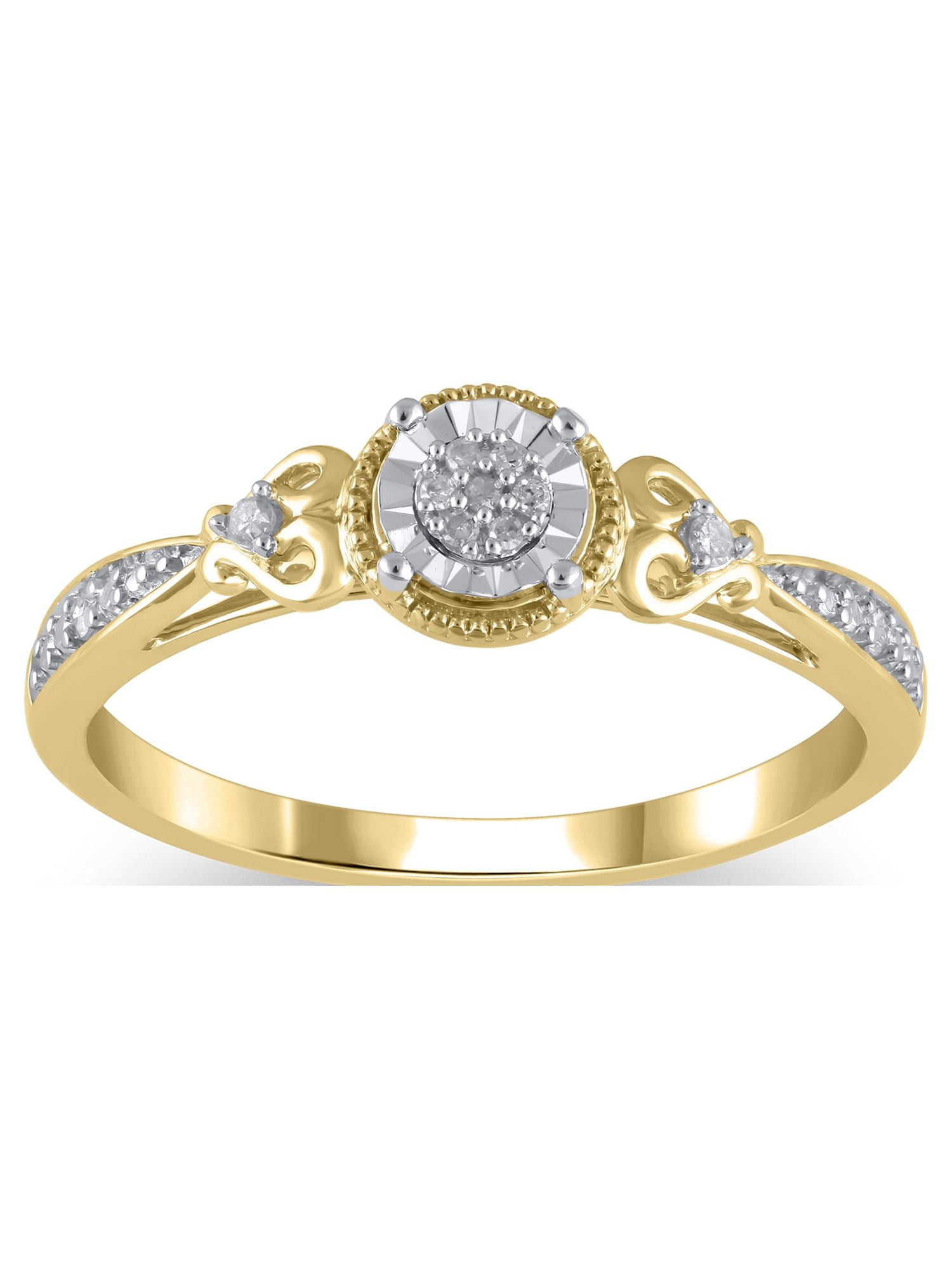 Diamond Accent (I3 clarity, I-J color) Hold My Hand Diamond Promise Ring in 10kt Yellow Gold, Size 9