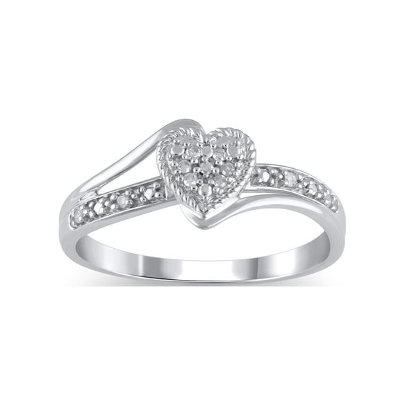 Diamond Accent (I3 clarity, J-K color) Hold My Hand Diamond Heart Promise Ring in 10K White Gold, Size 5