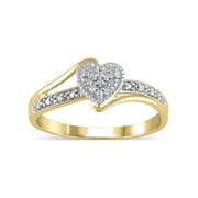 Diamond Accent (I3 clarity, J-K color) Hold My Hand Diamond Heart Promise Ring in 10K Yellow Gold, Size 7