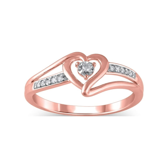 Diamond Accent (I3 clarity, J-K color) Hold My Hand Diamond Heart Promise Ring in 10kt Rose Gold, Size 5