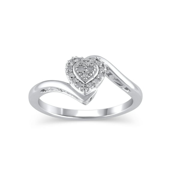 Diamond Accent (I3 clarity, J-K color) Hold My Hand Diamond Heart Promise Ring in Sterling Silver, Size 7