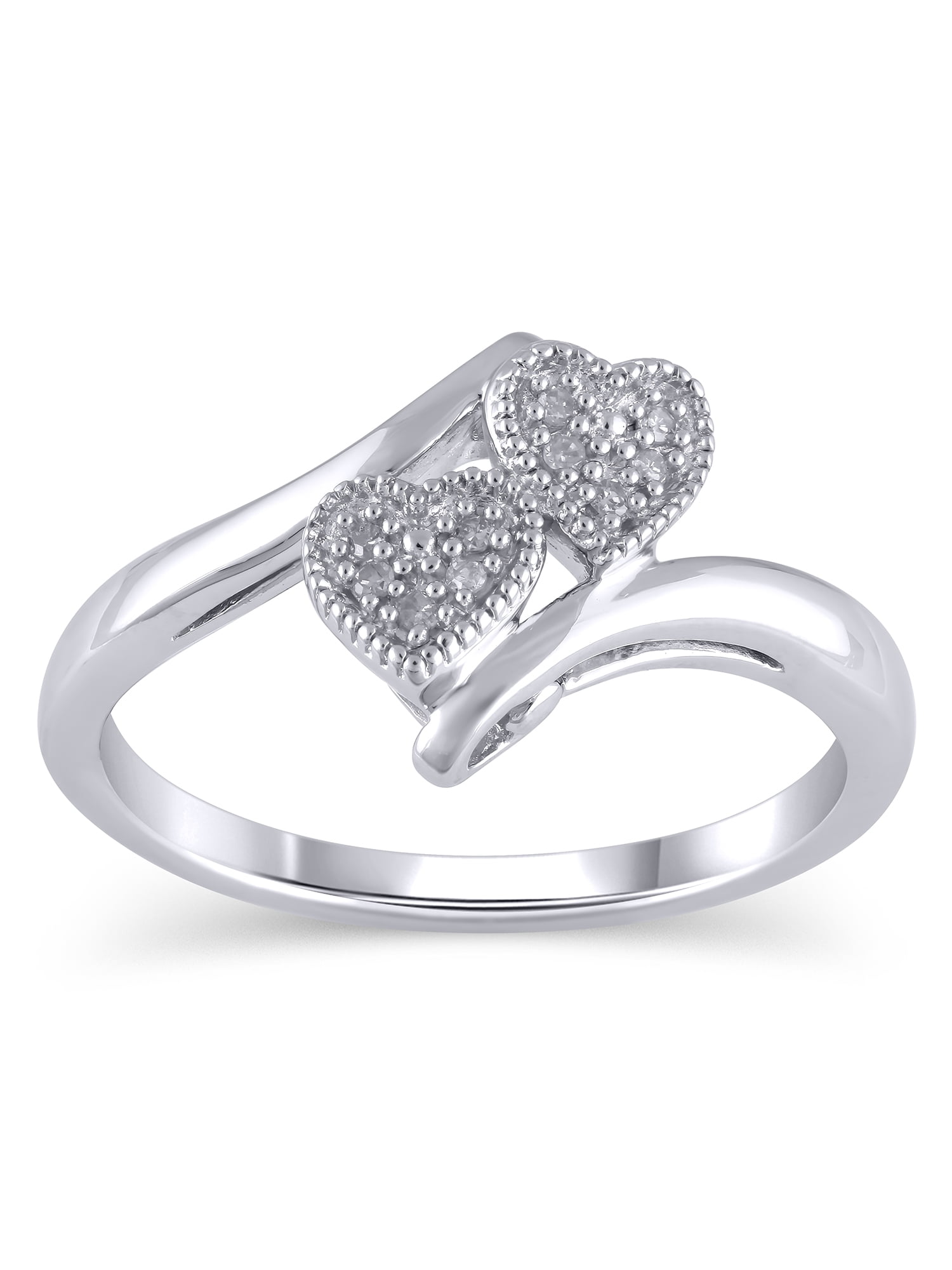 Diamond Accent (I3 clarity, J-K color) Hold My Hand Diamond Heart Promise Ring in Sterling Silver, Size 9