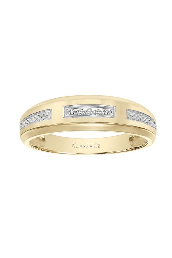 Diamond-Accent "Ivy" Men's Wedding Band in 10k Yellow Gold by Keepsake