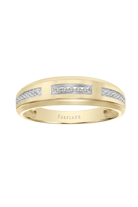 Diamond-Accent "Ivy" Men's Wedding Band in 10k Yellow Gold by Keepsake