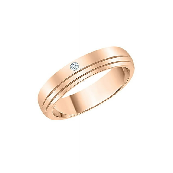 Diamond Accent Men's Wedding Band in 14K Rose Gold (I-Color, SI3-I1 Clarity) (Size-12.5)