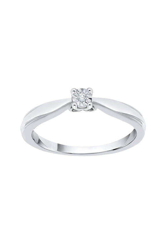 Diamond Accent Promise Ring in Sterling Silver (I-Color, SI3-I1 Clarity) (Size-7.5)