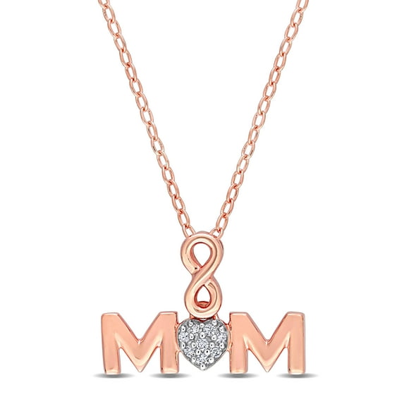 Everly Women's "Mom" Diamond Sterling Silver Necklace