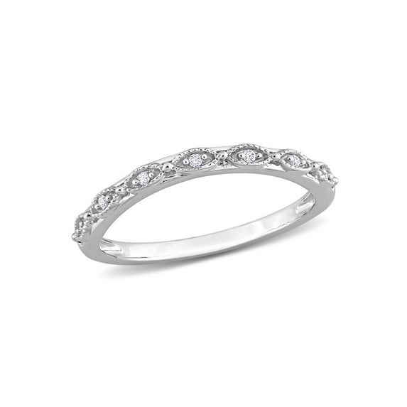Gem & Harmony Diamond Accent Semi-Eternity Wedding Band Ring in 14K White Gold for Women