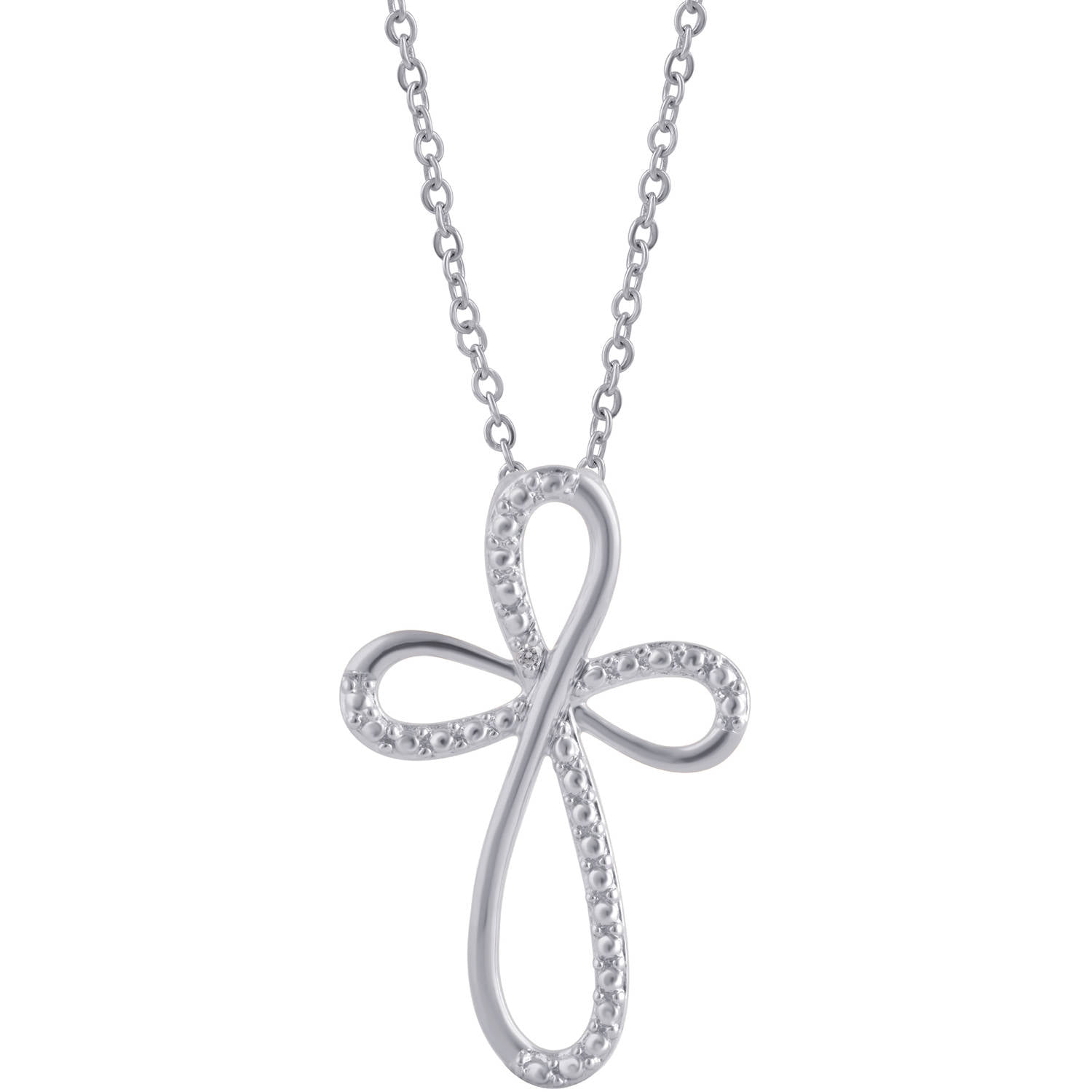 Diamond Accent Silver-Tone Cross Pendant, 18" Chain