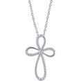 thumbnail image 1 of Diamond Accent Silver-Tone Cross Pendant, 18" Chain, 1 of 2