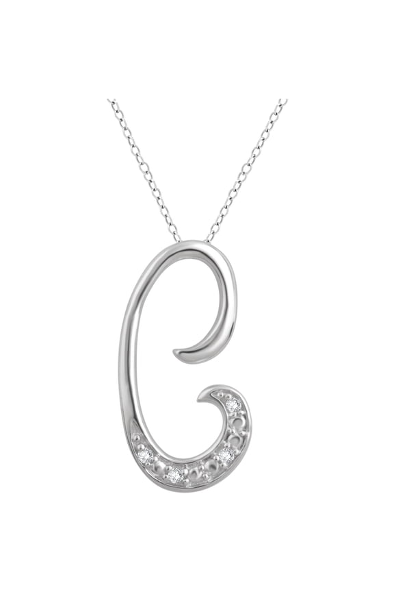 Diamond Accent Sterling Silver "C" Initial Pendant, 18" Chain
