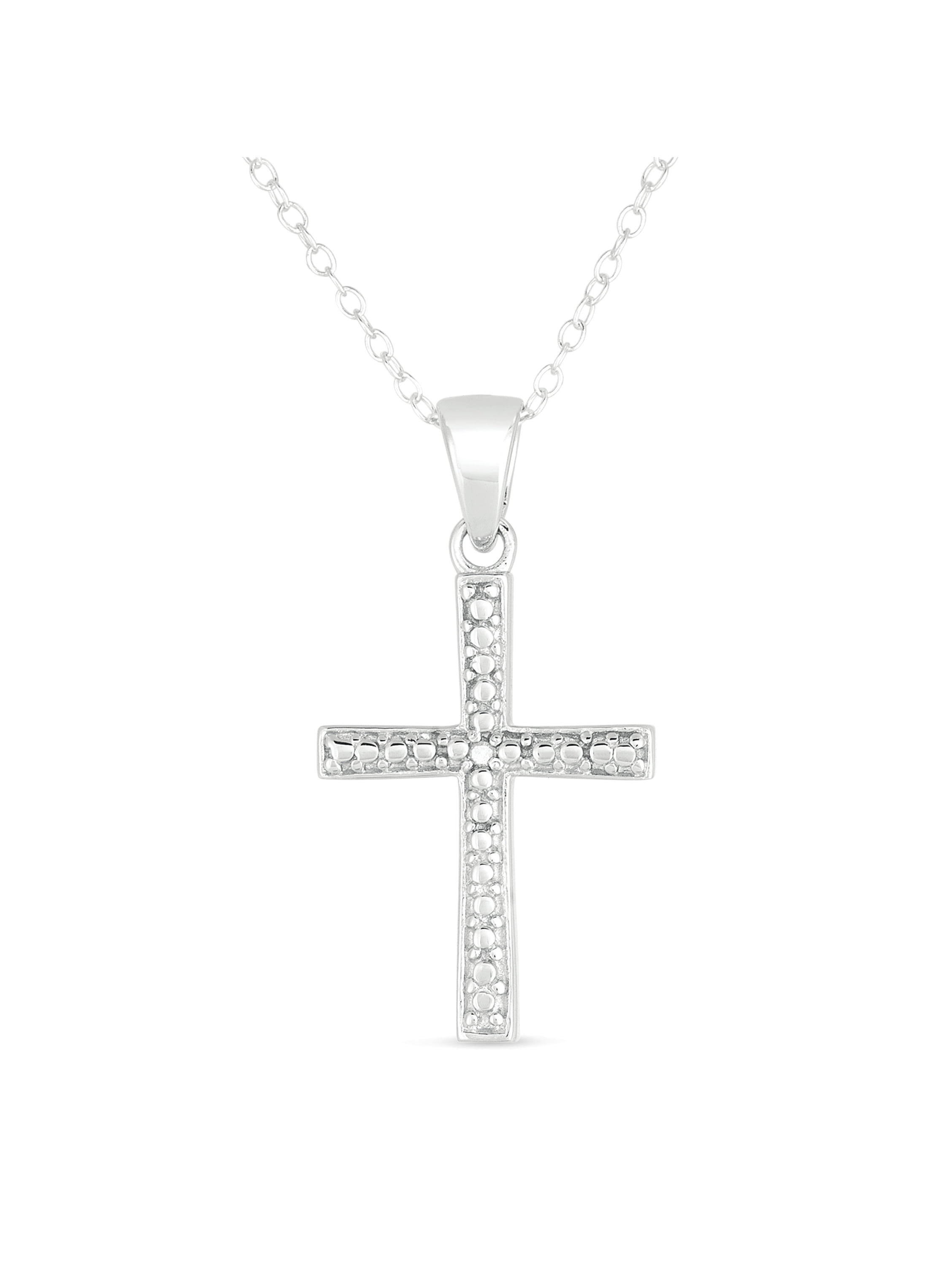 Diamond Accent Sterling Silver Cross Pendant, 18"