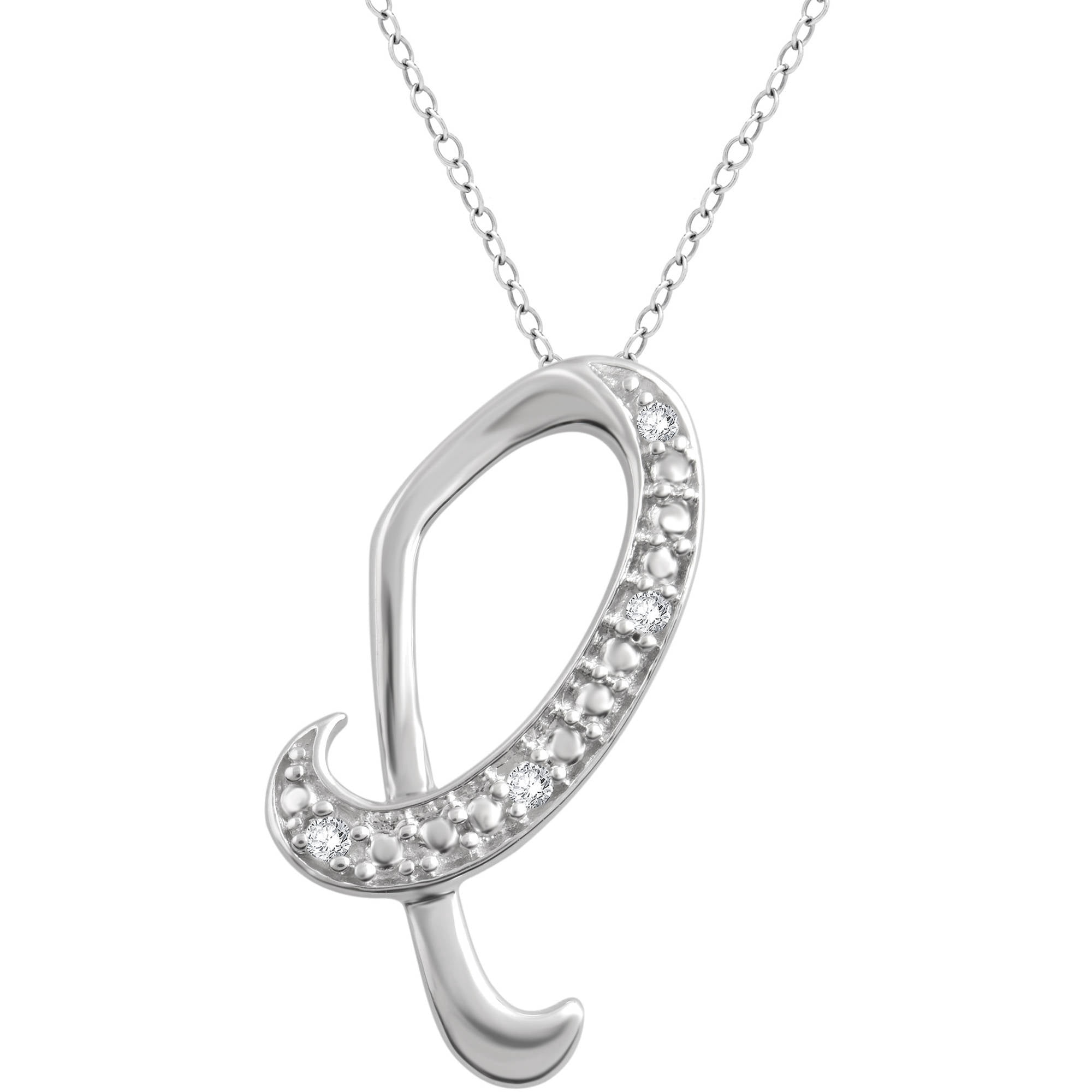 Diamond Accent Sterling Silver "P" Initial Pendant, 18" Chain