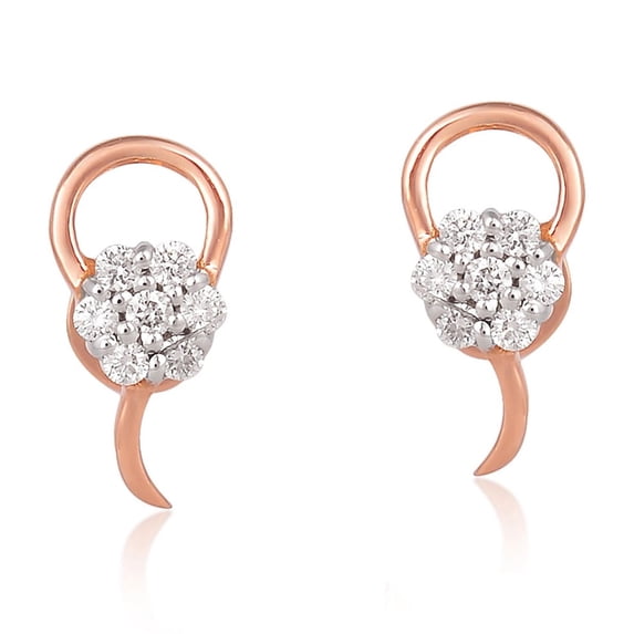 Diamond Accent Stud Earrings – Dainty 14K Gold Over Silver