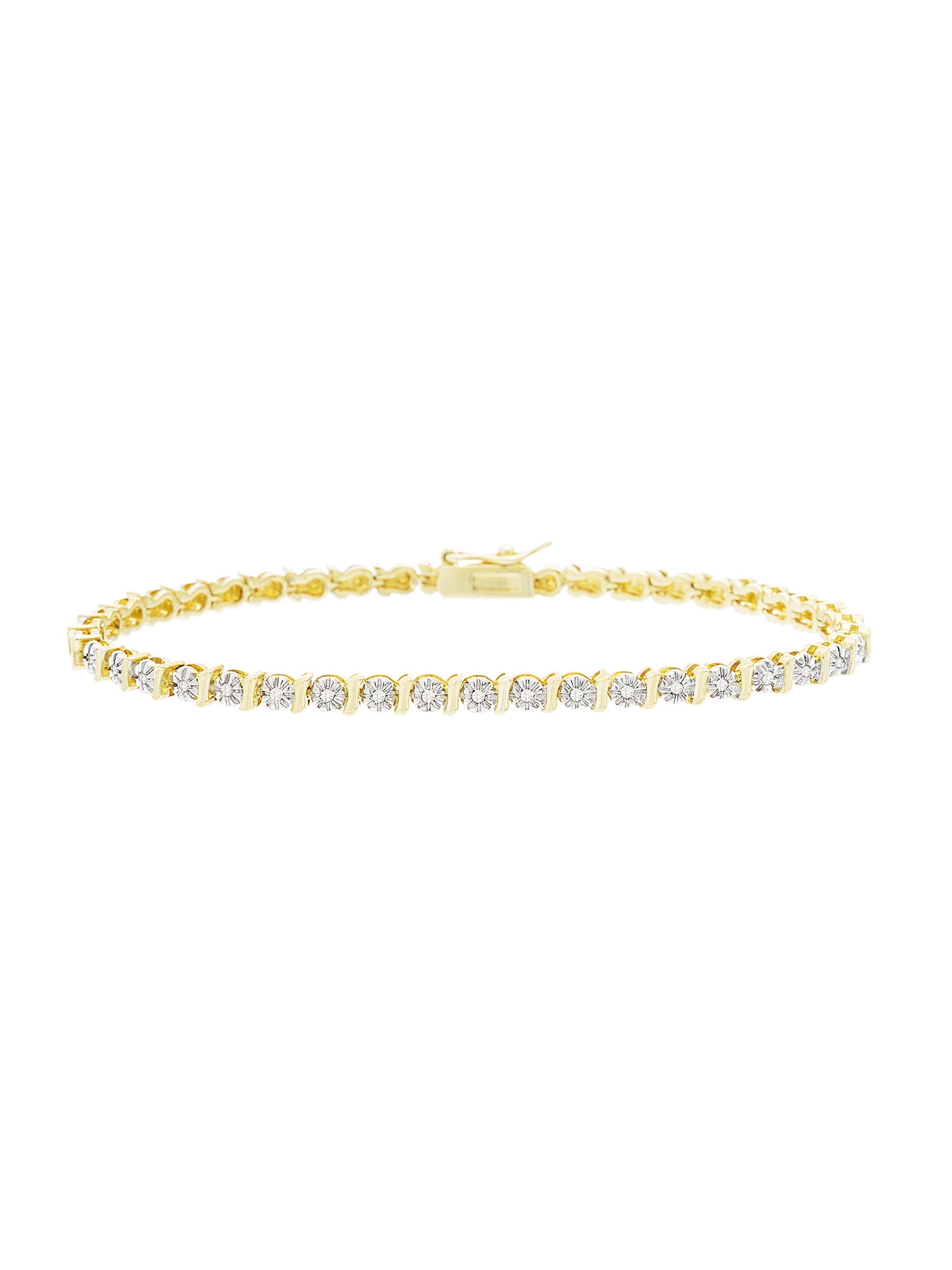 Diamond Accent Tennis Bracelet in Yellow Gold over Brass