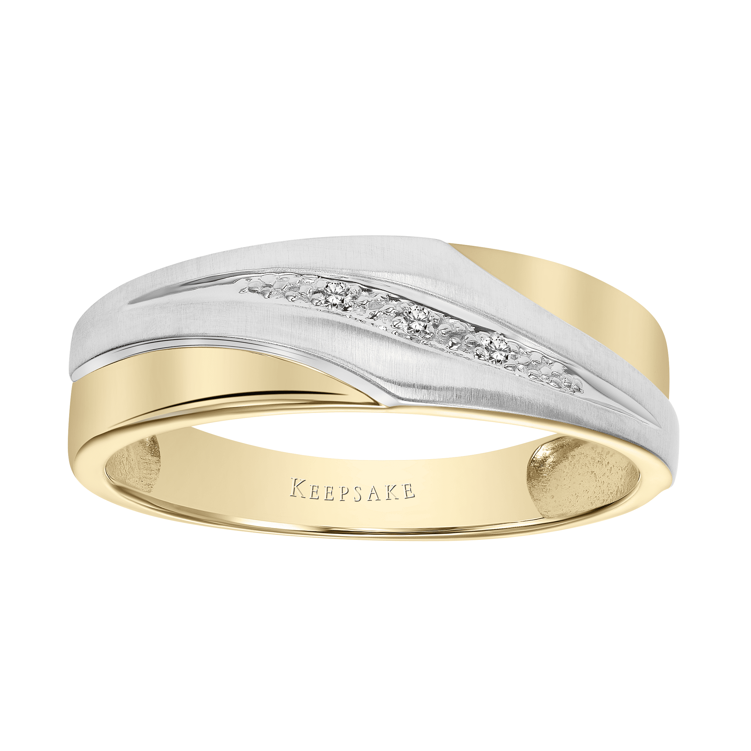 DiamondAccent "Togetherness" Men's Wedding Band in 10k Yellow & White
