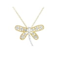 thumbnail image 1 of Diamond Accent Two Tone 18kt Gold-Plated Dragonfly Pendant, 18", 1 of 1