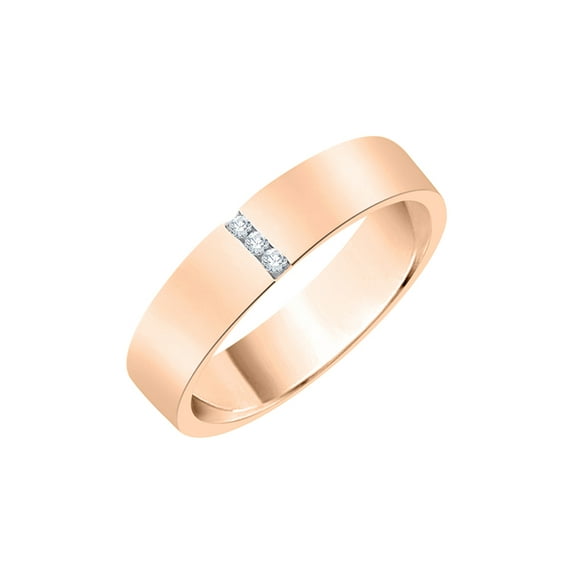 Diamond Accent Wedding Band in 14K Rose Gold (I-Color, SI3-I1 Clarity) (Size-10)