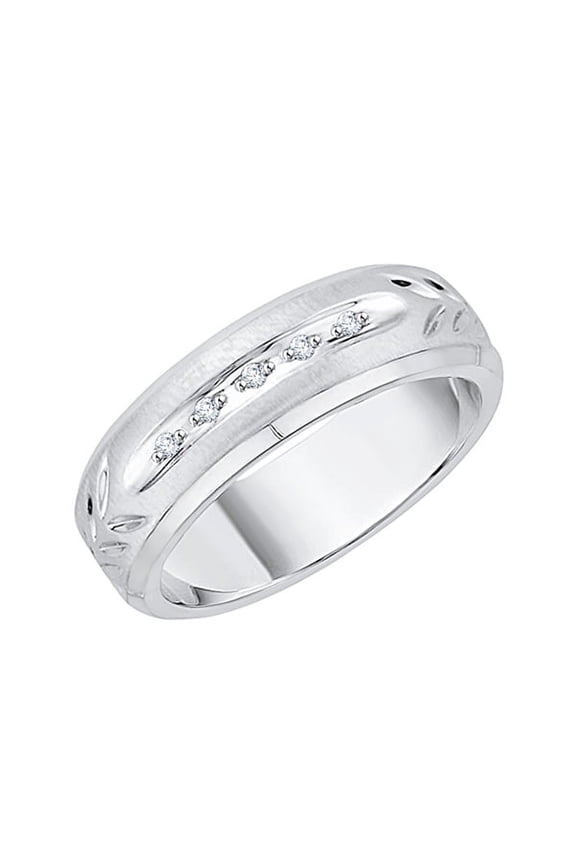 Diamond Accent Wedding Band in 14K White Gold (G-H, I2-I3)