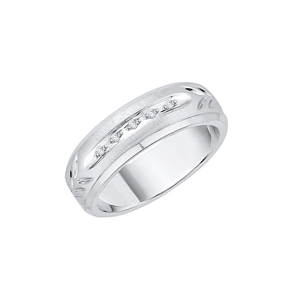 Diamond Accent Wedding Band in 14K White Gold (G-H, I2-I3)