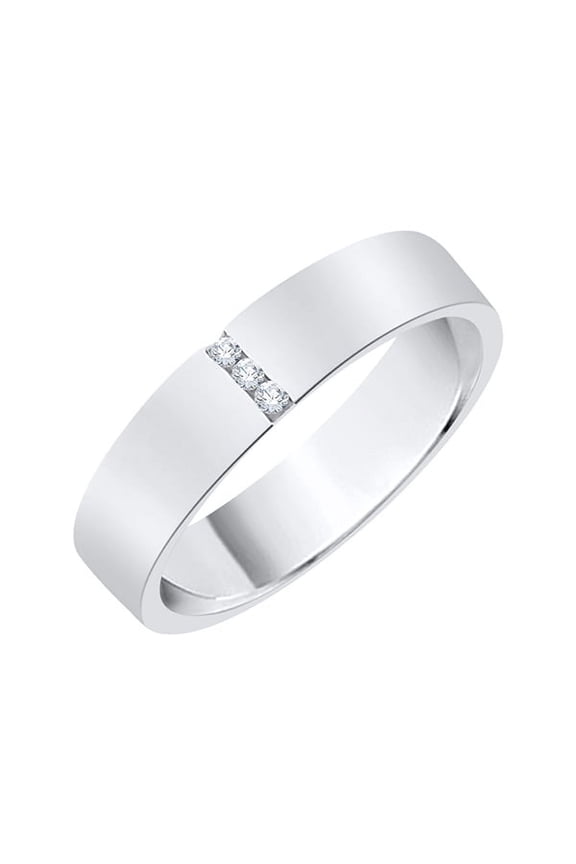Diamond Accent Wedding Band in 14K White Gold (I-Color, SI3-I1 Clarity) (Size-10)