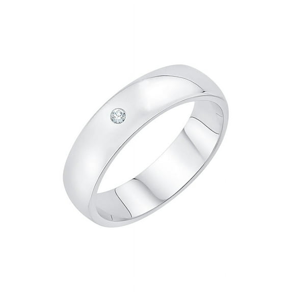 Diamond Accent Wedding Band in Sterling Silver (I-Color, SI3-I1 Clarity) (Size-9.5)