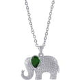 thumbnail image 1 of Diamond Accent and Emerald Gemstone Silver-Tone Elephant Fashion Pendant, 18" Chain, 1 of 3