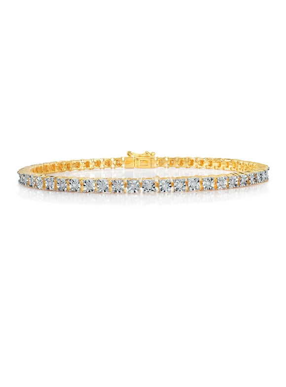 1/2 Cttw Lab Created Diamond Tennis Bracelet Yellow Gold Plated Sterling Silver