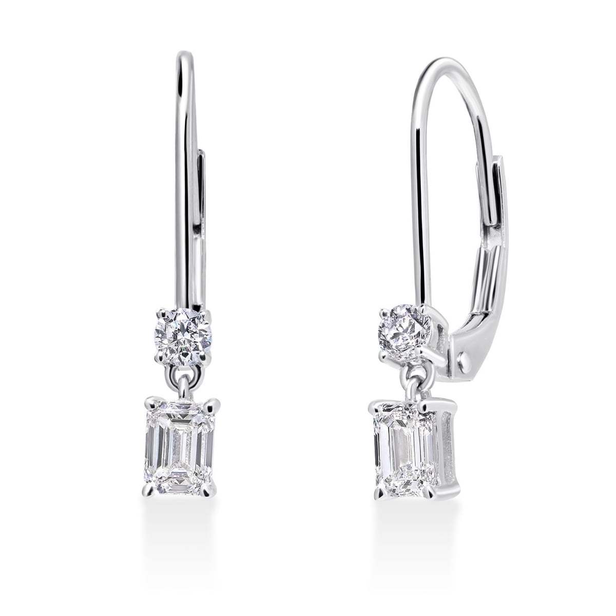 Diamond Affection 1/2 Cttw Lab Created Emerald Cut Diamond Dangle Earrings for Women Drop Lever Back Rhodium Plated 925 Sterling Silver