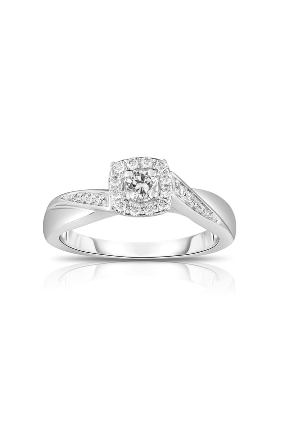 1/3 Cttw Laboratory Created Diamond Engagement Ring for Women 10K White Gold Halo F-G Clarity VS2-SI1