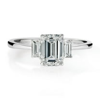 Diamond Affection 1 Cttw Lab Created Diamond Emerald Cut Three Stone Ring Rhodium Plated Sterling Silver