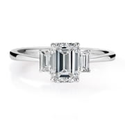 Diamond Affection 1 Cttw Lab Created Diamond Emerald Cut Three Stone Ring Rhodium Plated Sterling Silver