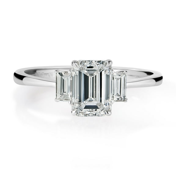 Diamond Affection 1 Cttw Lab Created Diamond Emerald Cut Three Stone Ring Rhodium Plated Sterling Silver
