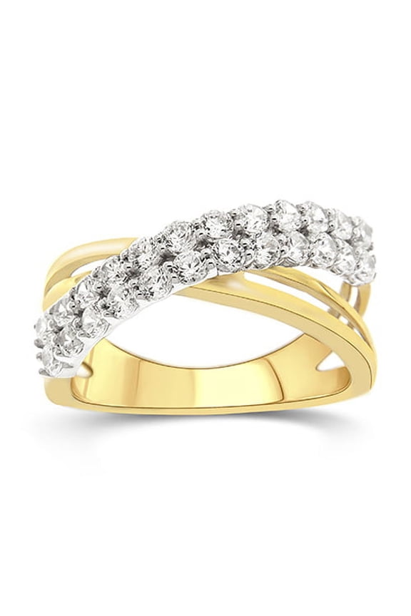 1 Cttw Laboratory Created Diamond Yellow Ring in Sterling Silver for Women Size 7 (Color G-H/Clarity SI1)