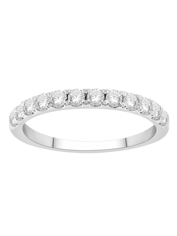 10K White Gold 1/2 Cttw Laboratory Created Diamond Band Ring for Women Size 7 (Color F-G/Clarity VS2- SI1)